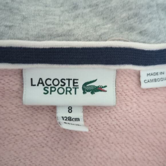 Lacoste sport hoodie zip hooded long sleeve sweater jacket kids size 8 GUC - Picture 2 of 6